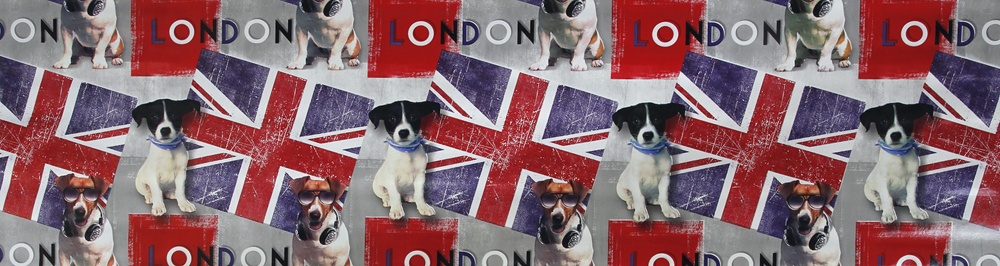 Vahakangas London Dogs,  leveys 140cm (STF004V), Vahakankaat ja pitsiliinat, VALLILA vahakankaat, Poisto- ja alennustuotteet, Poistovahakankaat