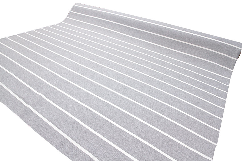 Tuplaleveä kangas Marcel harmaa valko raita