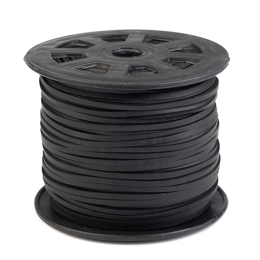 Nahkanauha Musta  Eco-Leather lev. 2,5mm, vahv. 1,5mm (ST028MV), Ompelutarvikkeet, Nauhat ja nyörit