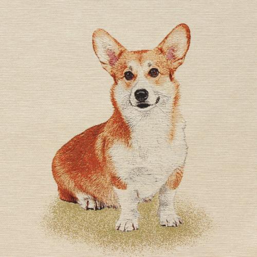 Gobeliinikangaspala istuva corgi
