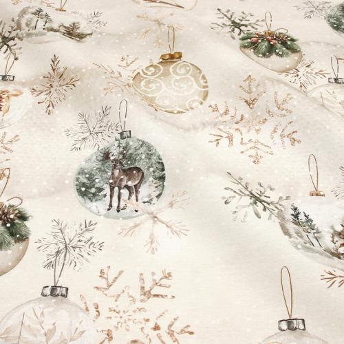 Akryylipinnoitettu vahakangas joulupallo beige