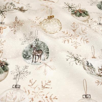 Akryylipinnoitettu vahakangas joulupallo beige