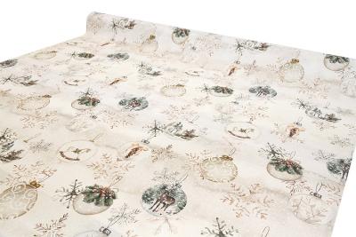 Akryylipinnoitettu vahakangas joulupallo beige