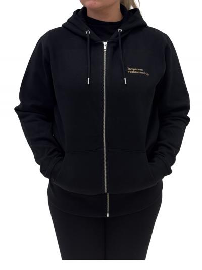 Musta huppari vetoketju etu