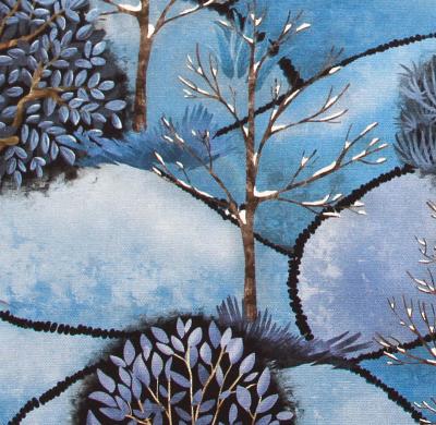 Sisustuskangas metsä talvi sininen